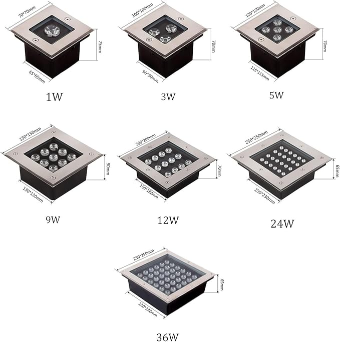 Ground LED Landscape Lights Square Buried Lights AC85-265V LED Spotlights Outdoor Recessed IP66 Waterproof In-Ground Lamp for Driveway Garden Pathway Patio Deck Landscape Lamp(Purple9w)