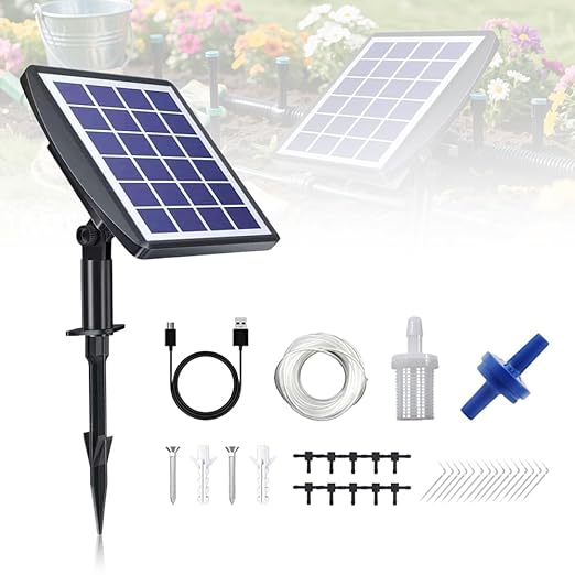 Solar Automatic Drip Irrigation Kit System 2025 Upgrade Auto Plants Watering Kit Solar Powered Garden Self Watering System for Indoor Outdoor Potted Plants Balcony Patio Greenhouse (15 Pots-49FT)