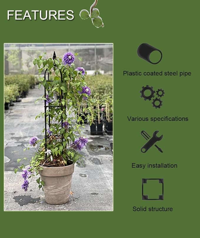 Garden Trellis Obelisk Plant Support Plastic Coated for Outdoor Indoor Potted Plants Tomato Rose - 1 Pc (Size : 25cm/9.8in Color : 150cm/59in)