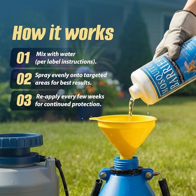 Liquid Garlic Mosquito Repellent Concentrate 32 fl oz (2 Pack) – Professional Outdoor Treatment for Lawns Landscapes &amp Perimeter Areas – Yard &amp Home Mosquito Protection