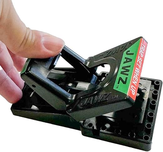 JT Eaton 409 Jawz Indoor Plastic Mouse Trap for Solid or Liquid Bait Instant Kill Mouse Traps No-Touch Disposal with Trap Set Indicator 24-Pack