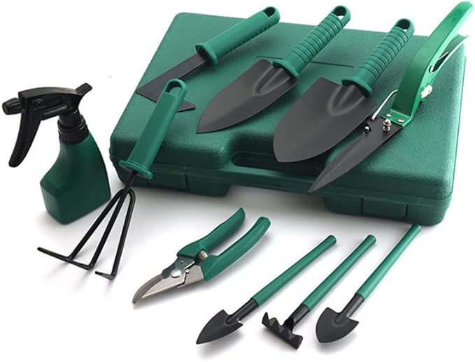 Garden Tools Set 10 Pieces Gardening Tools Garden Hand Tools with Purple Floral Print Ergonomic Handle &amp Carrying Case (Color : Blue)