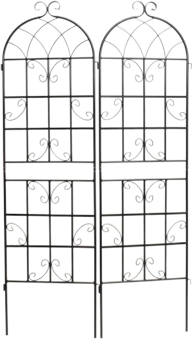 Metal Garden Trellis Panel for Climbing Plants Set of 2 19.7 Wide x 86.6 High BG-Trellis-0048KD