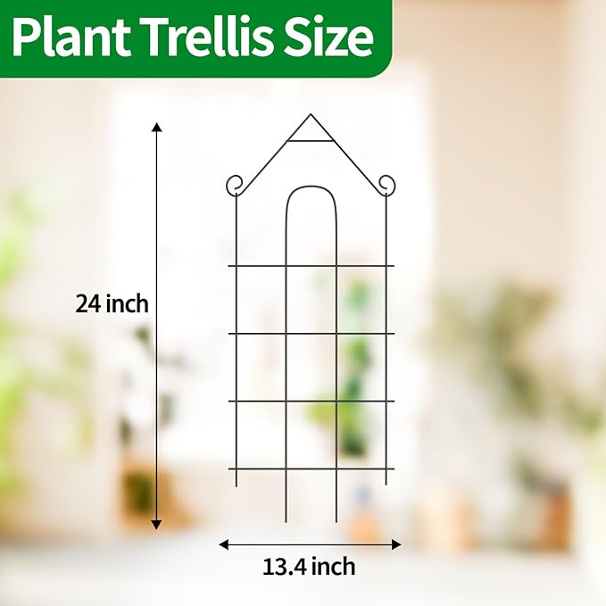 24 Plant Trellis 6 Pack Metal Garden Trellis for Potted Plants Indoor/Outdoor Rust-Proof Sturdy Steel Trellis for Climbing Plants Monstera Tomatoes Cucumbers