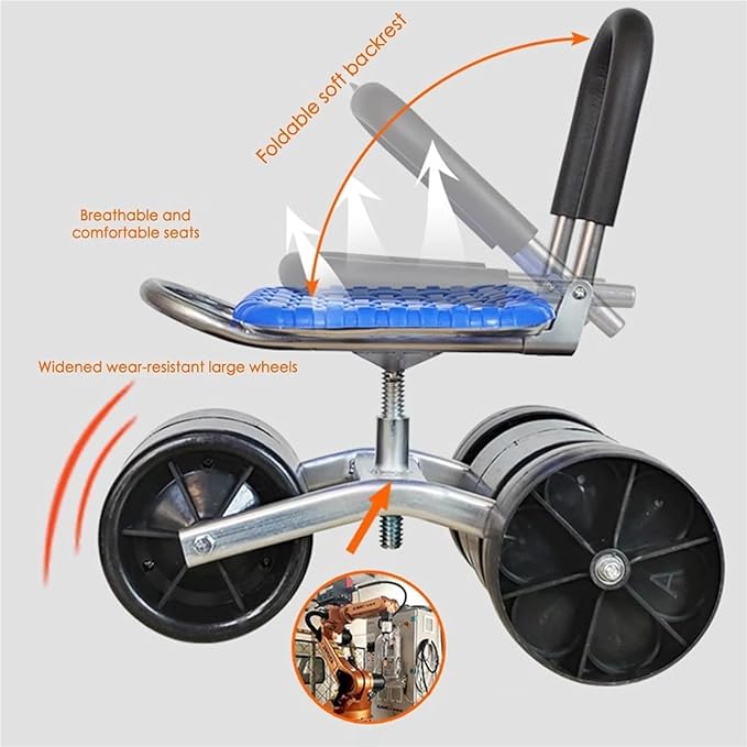 Rolling Garden Cart with Seat 360° Swivel Garden Work Seat on Wheels Adjustable Height Gardening Chair Outdoor Lawn Yard Patio Wagon Scooter(3-Weel)