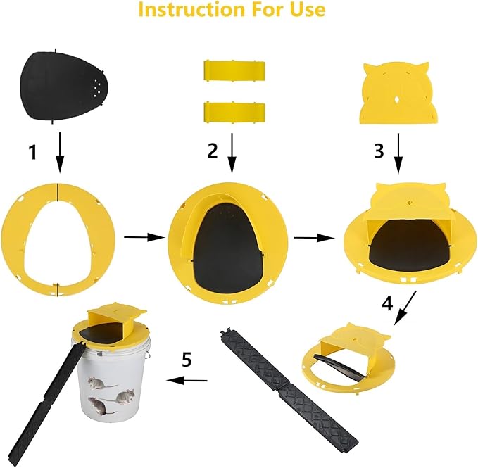 Bucket Lid Mouse TrapAuto ResetHumane and Efficient Mouse Trap Bucket-2Pack