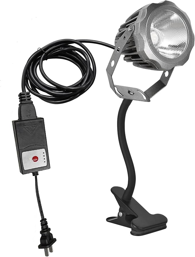 Kiven IP65 Waterproof LED Landscape Up Down Ligh LED Decorative Spotlight Lamp with Plug-in Cord and Timer for Indoor Outdoor Yard Plants Advertising Board LED Lawn Light - Grey (10W Warm White)