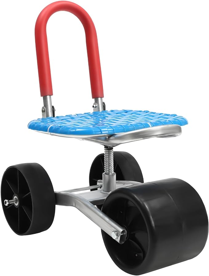 CNCEST Garden Cart Rolling Workseat with Wheels 360° Garden Stool on Wheels Adjustable Height Gardening Stool for Planting Garden Scooter Use for Patio Yard and Outdoors