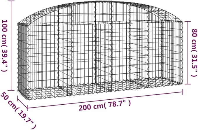 Gabion Basket Silver Galvanized Iron 78.7 x 19.7 x 31.5/39.4 inch Rectangular Outdoor Planter for Raised Garden Bed Sound Insulation