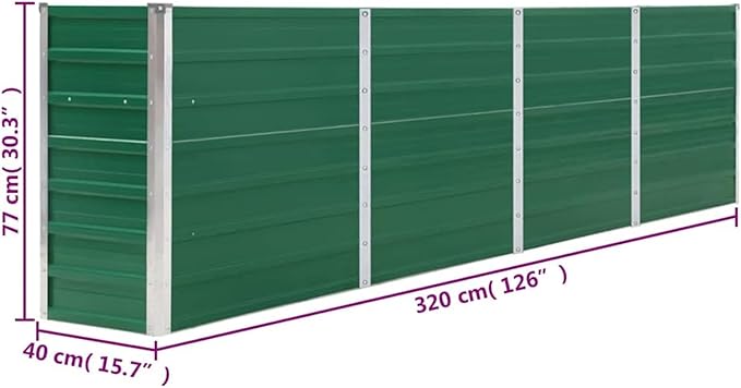 Durable Galvanized Steel Raised Bed Planter - Large Deep Easy Assembly Green Finish