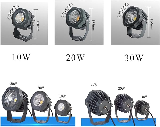 COB Floodlights - IP65 Outdoor Waterproof Spotlight COB Tree Lighting Lamp AC220V Rotation Landscape Spotlight LED Beam Lights for Villa Courtyard Lawn Lighting(Blue30W)