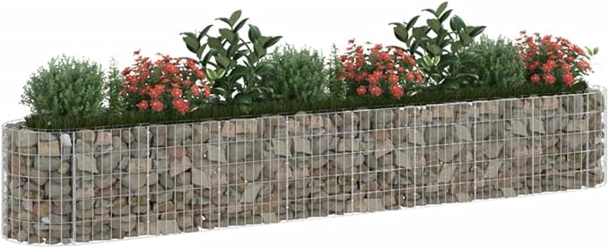 Galvanized Metal Gabion Raised Garden Bed Large Outdoor Planter Box for Flowers Vegetables Herbs and Plant Growing Heavy Duty Steel for Gardening Beds