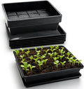 5 Pack Soil Blocking Trays(14x12x3) Plastic Flat Plant Tray for Holding or Collecting Drainage Water Elevated Microgreen Seed Starter Tray for Seed Germination (Black)