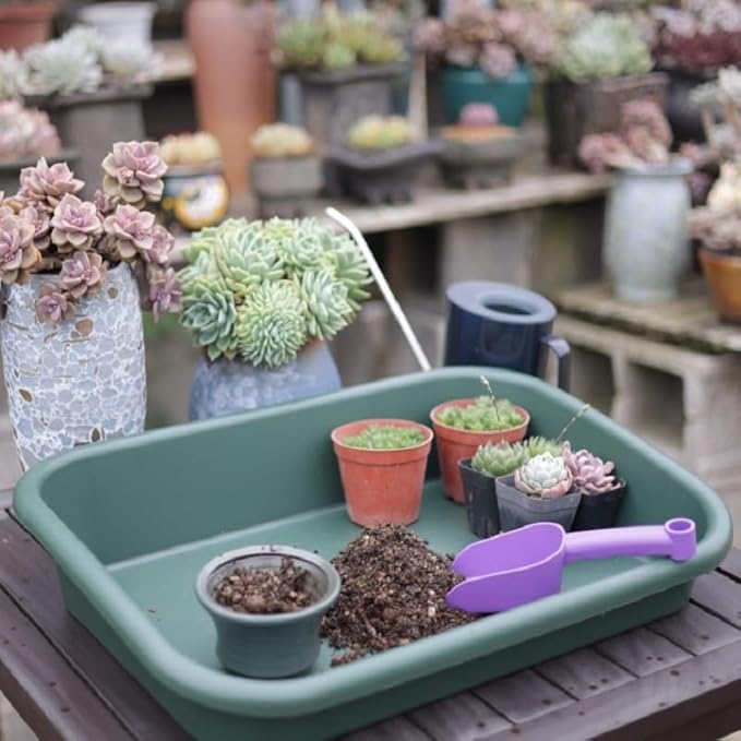 Garden Tidy Tray Multifunctional One Piece Potting Tray for Seeding Mixing Growing and Storage Succulent and Cactus Soil Potting Mix 23x16.4x4.3 (Black)