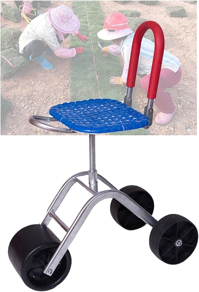 360° Swivel Rolling Gardens Cart with SeatFoldable Garden Scooter for Outdoor Lawn Yard Planting(Blue)