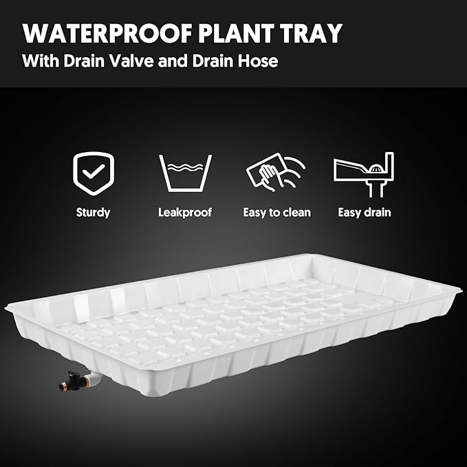 Indoor Greenhouse with Full Spectrum LED Grow Light and Tent Indoor Gardening System with Watertight Plant Shelf Trays 3-Tier Metal Plant Stand with Wheels Microgreens Growing Kit