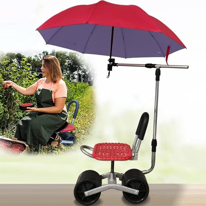 DYK&ampNX Gardening Rolling Scooter with Seat Foldable Garden Cart Portable Gardening Stool 360° Rotation Garden Kneeling Pad Great Gift for Parent Gardener Old People