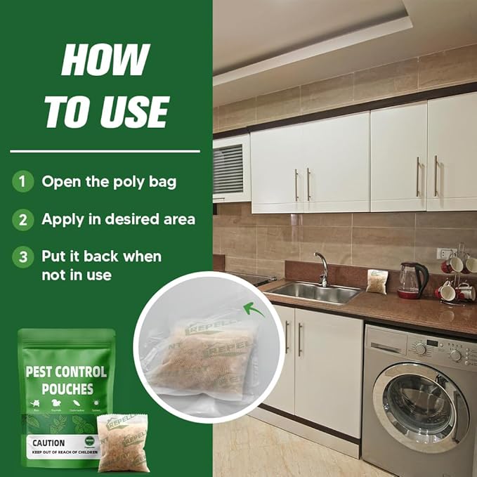 Pest Control Mice Repellent Indoor Mouse Repellant Pouches Rodent Repellent Peppermint to Repel Ant Roach &amp Spider Rat Deterrent for House Keep Mice Away Safe and Easy to Use-8P