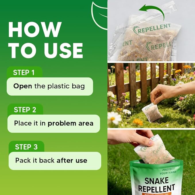 Snake Repellent for Yard Snake Deterrent Outdoor Snake Away Repellent for Garden/Lawn Backyard Snake Repellent Covers 120 Sq Ft Lasts Up to 60 Days 10 Packs