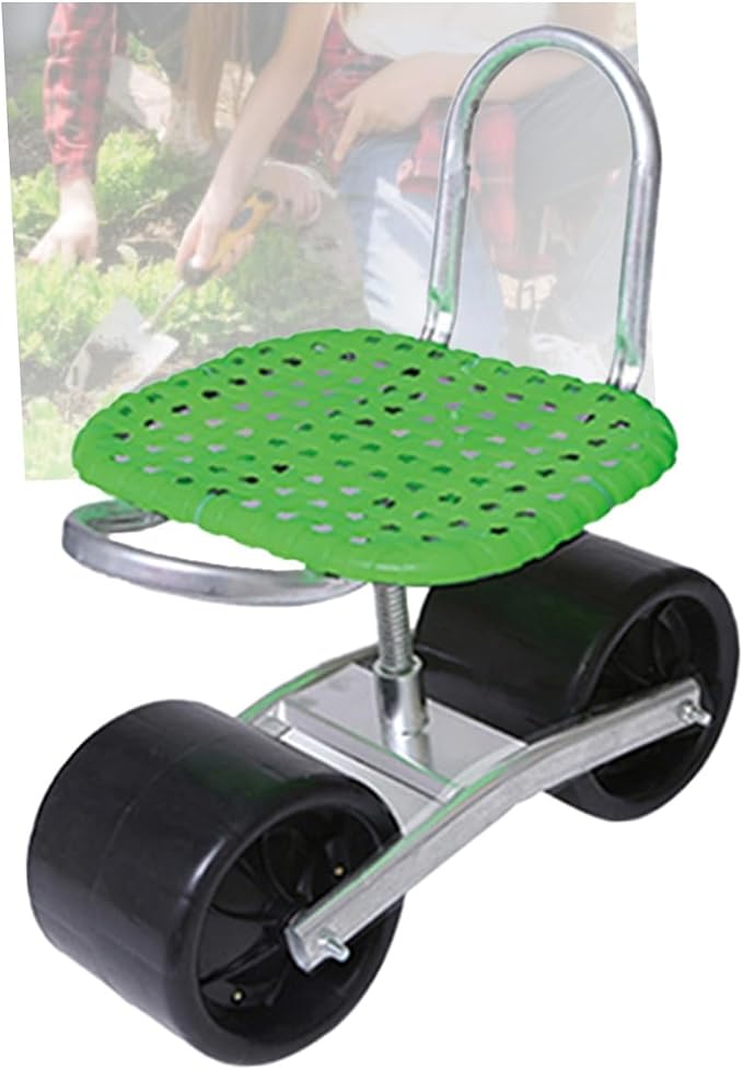 Heavy Duty Gardening StoolRolling Garden Cart with 2 Wheels360° Swivel with Seat for Lawn Planting Yard Work(Green)