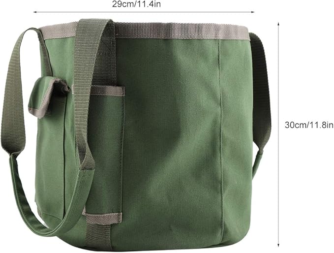 Yosoo Garden Tools Storage Bag Gardening Bucket Organizer with Pockets for Women Men Gardener Garden Tote Garden Tool Set Kit Green