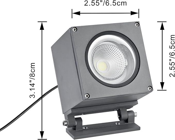 Kiven 5W Black Plug in LED Indoor/Outdoor Waterproof Spotlight Porch Light with 9.84 FT Plug-in Cord Black Plug in Accent Light with Vinly Siding Hooks for Plants Porch Garden(Cool White)