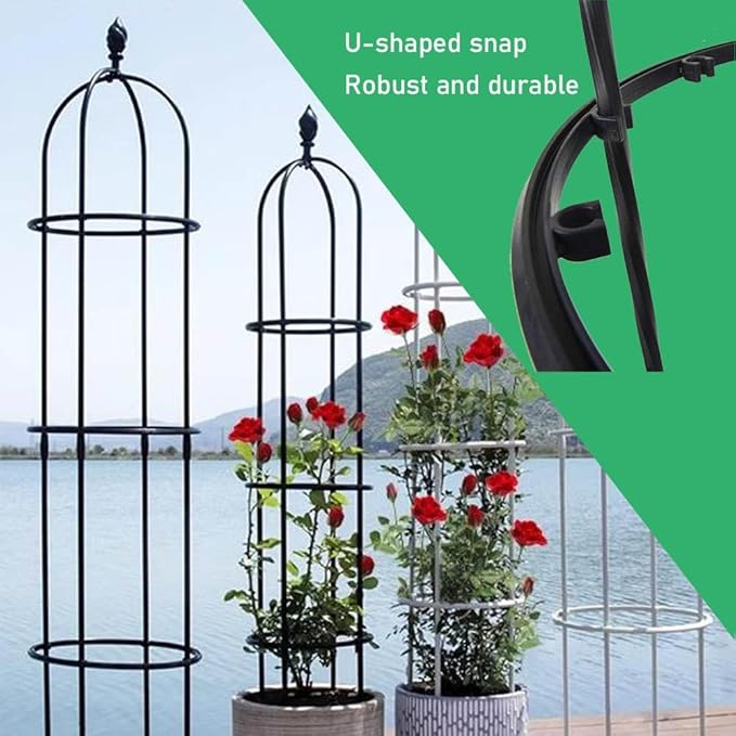 Garden Trellis for Climbing Plants Outdoor &amp Indoor Trellis 0.6in Metal Pipes Roses Climbing Support Rustproof Flowers Stands Vines Vegetables Cage(WhiteHigh180cm/71in)