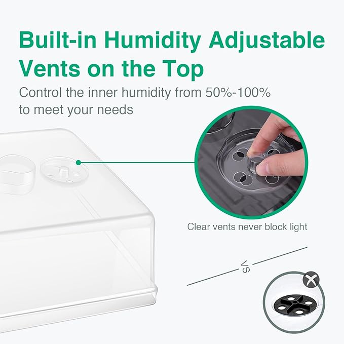 [Thick Plastic] 5-Set Strong Seed Starter Trays with 5 Humidity Domes for Seed Starting Germination Seedling Propagation &amp Plant Growing Holds 240 Cells in Total