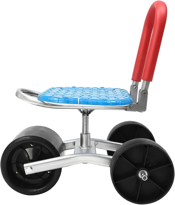 Garden Rolling Work Seat Garden Cart Rolling Stool with 3 Wheels Stable Workseat Cart Adjustable Seat Height Lawn Yard Patio Wagon Scooter for Planting360 Degree Swivel SeatGardening Workseats