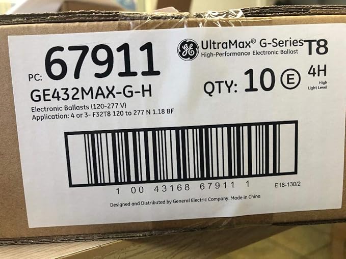 10 Pieces GE 67911 GE432MAX-G-H 120-277V Ultramax High Performance Electronic Ballast For 4 T8