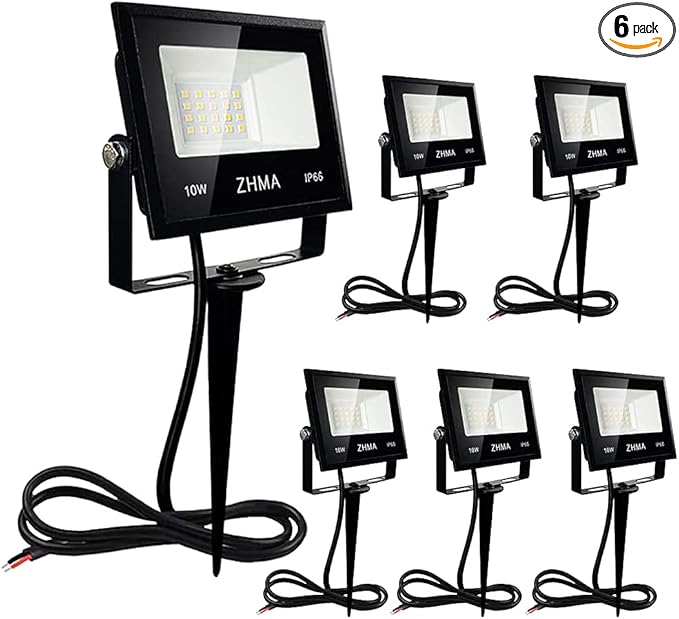 10W Low Voltage Landscape Lights 12V LED Outdoor Spotlight Bowfishing Lights3000K Warm White Light Landscape LightingIP66 Waterproof Spotlight for YardGarden(6 Pack)