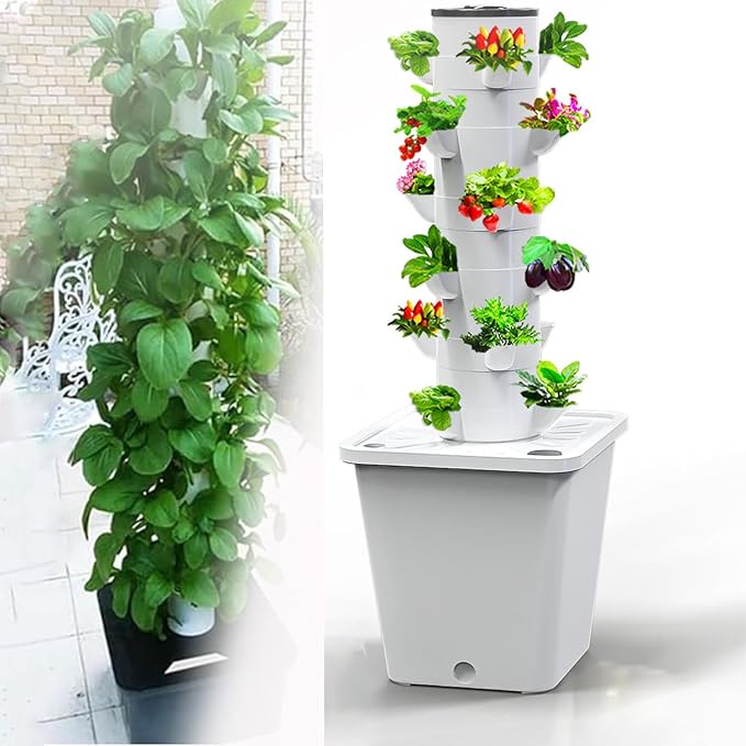 Grow Vertical Hydroponic Tower for Indoor Growing System Aeroponics with Moisturizing Pump Hydroponic Tower for Vegetables15holes