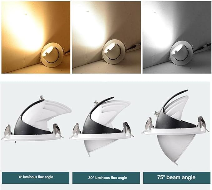 COB Recessed Spotlight Opening High-Transparency Adjustable Angle Elephant Trunk Light for Shop Exterior Walls Wedding Dress/Clothing Store Windows(Warm White40W(AC111-240V))