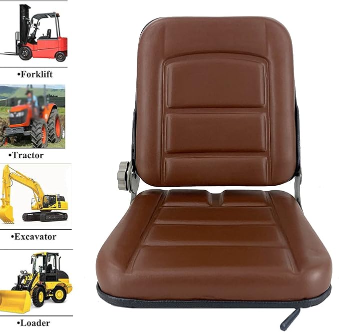 Universal Lawn Mower Seat High Back Mower Seat Tractor Seat w/Adjustable Backrest Lawn Mower Seat Replacement Brown