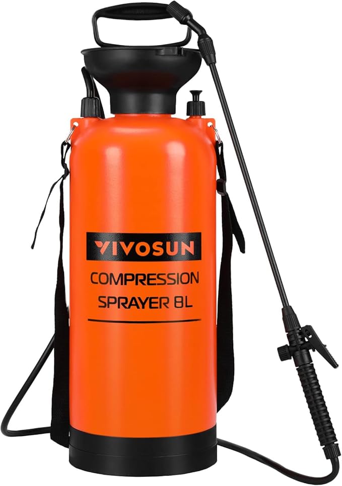VIVOSUN Pump Sprayer 2 Gallon Pressurized Lawn &amp Garden Water Spray Bottle with Adjustable Shoulder Strap Pressure Relief Valve for Spraying Plants Garden Watering and Cleaning