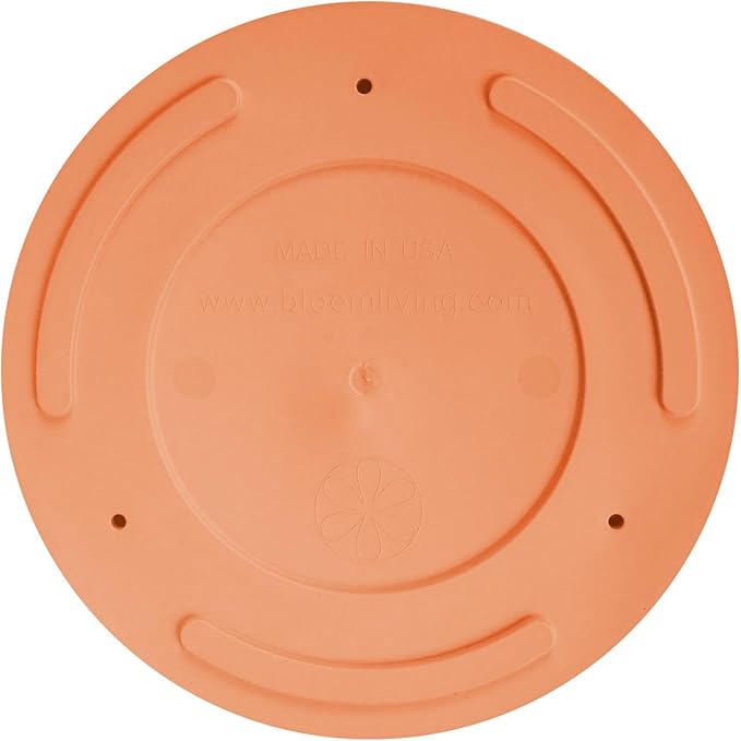 Bloem Mathers 10 Muted Terra Cotta Round Modern Resin Garden Planter Pot with Drainage Holes and Removable Saucer Tray Included