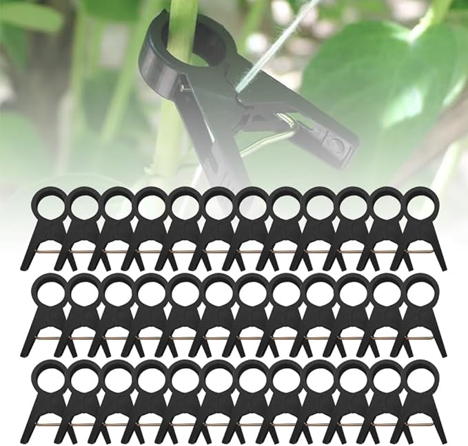 Plant Support Clips Secured Plastic Plant Clips Reusable Garden Trellis Clips for Climbing Plants Outdoors Tomato Grape Vine Vegetables Plant Support Fixing Clips (100 black-3cm/1.2in)