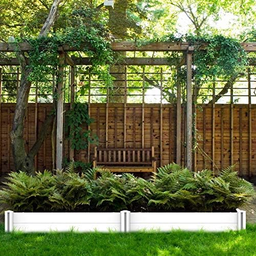 Raised Garden Bed Kit 4'x4' Outdoor Above Ground Planter Box for Growing Vegetables Flowers Herbs DIY Gardening Whelping Pen and More Screwless White Vinyl Garden Bed with Grid