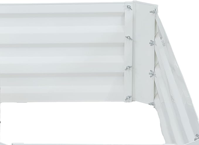 Sunnydaze Galvanized Raised Garden Bed - Metal Raised Bed for Gardening - Outdoor Planter Box for Flowers Plants and Vegetables - Ivory White - 12” H L-Shaped