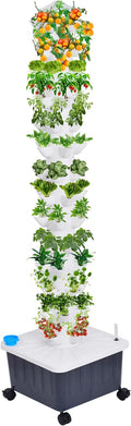 Hydroponic Tower Garden 14-Layer 70 Slots Indoor Vertical Garden Tower with Automatic Watering System for Fruits Vegetables High-Rise Building Planting Station