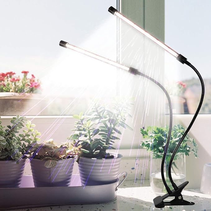 RUNAAJA Long Double-Ended Clamps Plant Growth Light Succulent Plant Light LED Ground Insert Plant Light with Auto On/Off Timer 4H/8H/12H/18H Plant Grow Light