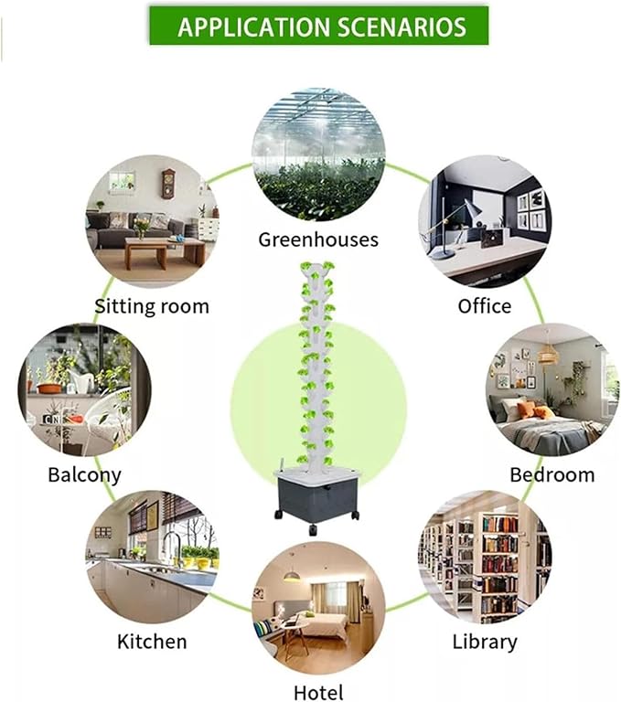 Hydroponic Growing Sytem Gardening Indoor Grow Kits Vertical Grow Tower Self-watering Growing System15 Layer 45 Plants Sitesfor Fresh Herb Garden Fruits Vegetables