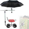 360 Degree Swivel Rolling Garden Seat Adjustable Height Garden Stool with Wheels Garden Cart with Mobile Backrest Garden Scooter for Weeding (Umbrella Stand Included Umbrella not Included)