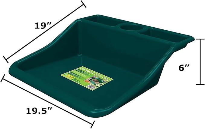 Garden Compact Tidy Tray – Green 19 L x 19.5 W x 6 H – Sturdy One-Piece Potting Tray Indoor/Outdoor Gardening Recycled Plastic Lightweight Versatile Use