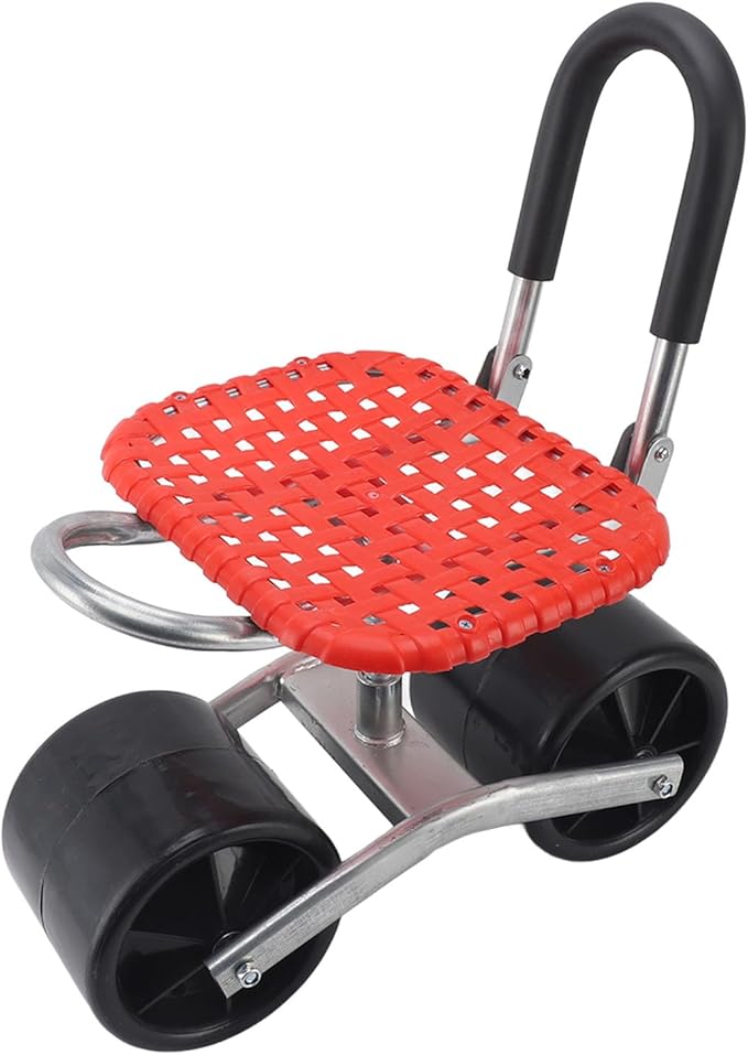 Garden Rolling Work Seat Stool Iron Cart with 2 Wheels Garden Tool for Field Multifunctional Design Increases Work Efficiency