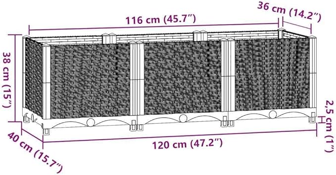 Raised Bed Light Grey Polypropylene Medium Planters Gardening Pots &amp Planters 153295