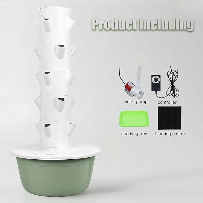20/28 Holes Hydroponic Growing System Kit Hydroponic Garden Tower with Pump System 5/7 Layers Indoor Vertical Hydroponic Garden Tower for Herbs Fruits and Vegetables-*