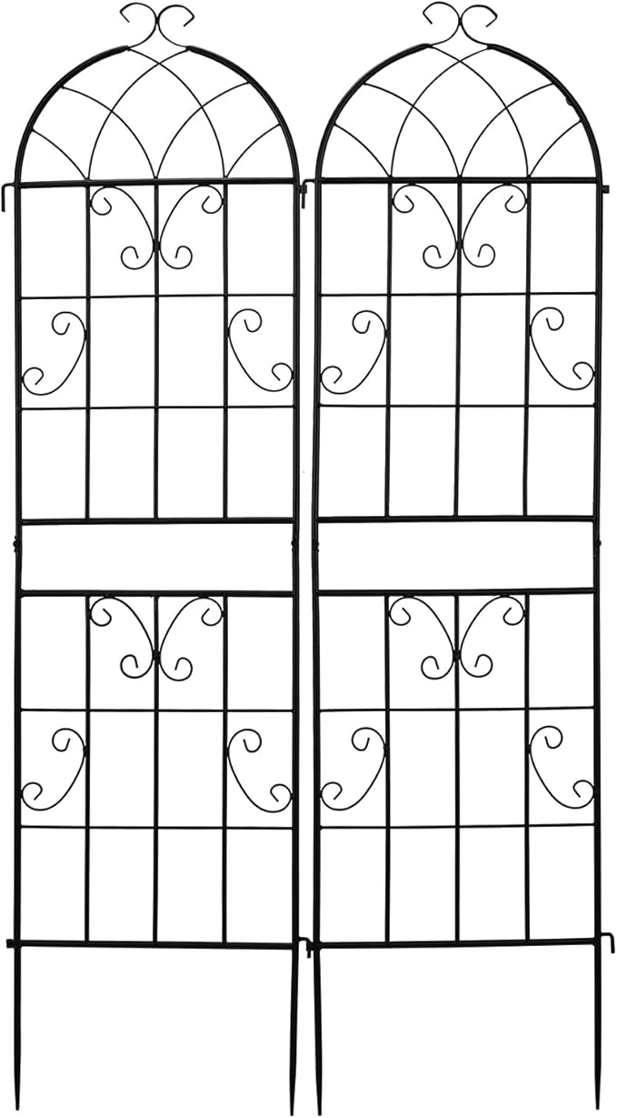 Garden Trellis2 Pack 16 x 61Garden Trellis for Climbing Plants Black Metal Gardening Trellis Outdoor Decorative Flower Trellis for Roses Vine Vegetables Support