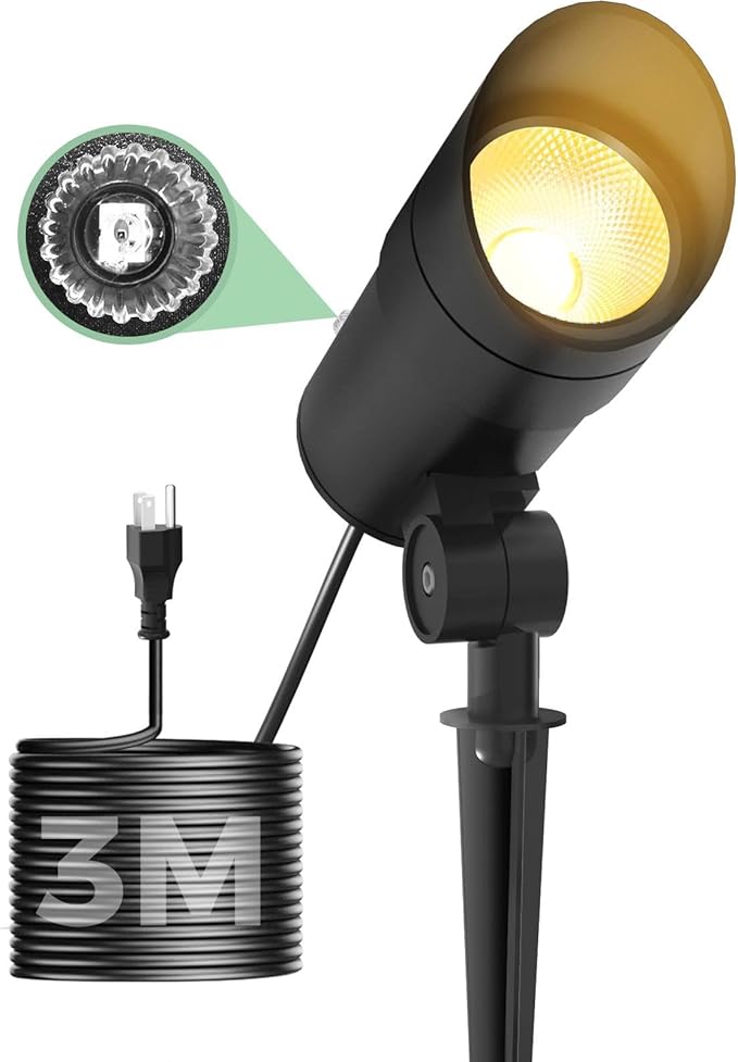 LOTMOS 30W Flag Pole Lights Dusk to Dawn LED Spot Outdoor with 9.68FT Cord 120V Plug in 3000K Warm Light Bullet Landscape Palm Tree Light with Photocell Sensor for Yard Lawn Statue