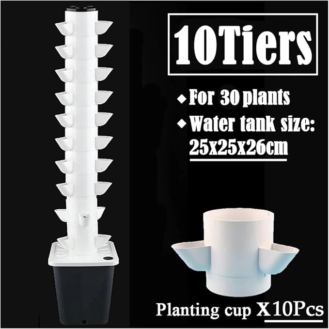 DIY Hydroponics Growing System with Detachable PP Colonization Cups Vertical Tower Planter Kit